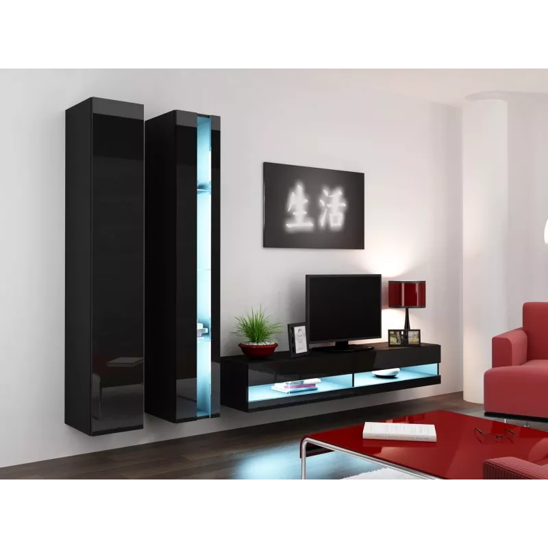 Cama regál VIGO NEW 180/40/30 čierna/čierna lesk
