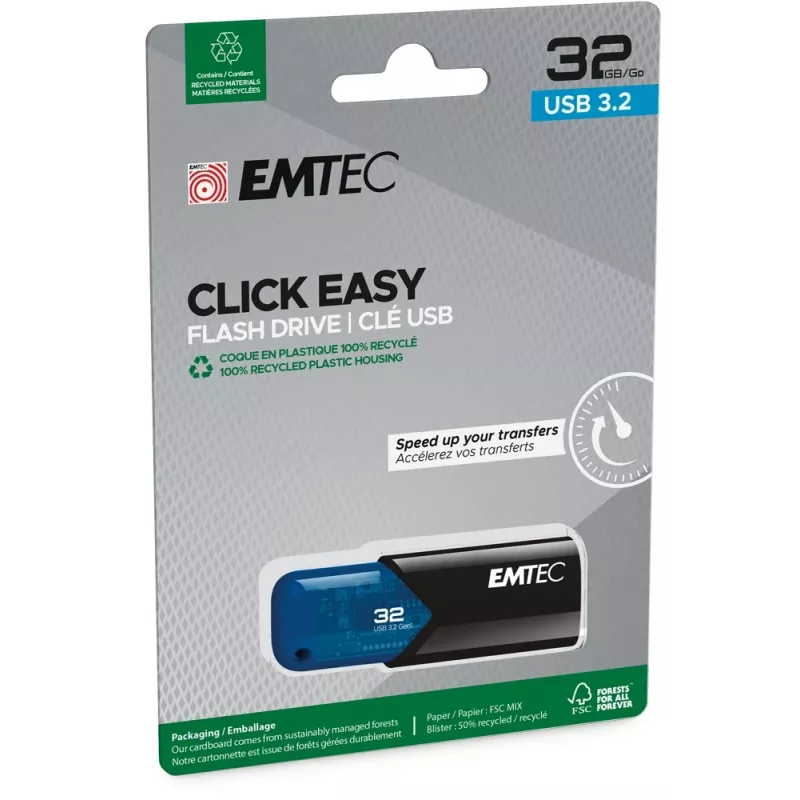 USB kľúč Emtec 32GB USB Type-A 3.2 Gen 2 B110 Click Easy
