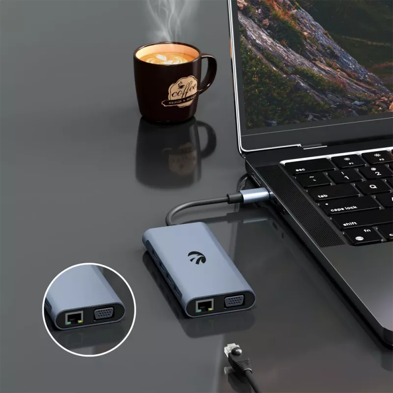 USB-C 11-in-1 adaptér Hawk HW-HUB1101 — multiport hub s 11 portami