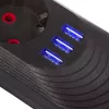 Predlžovacia zásuvka MACLEAN MCE394 B — 3 zásuvky + 3×USB A, 110–240V, 2,1A USB, 2500W, 1,5 m kábel, čierna