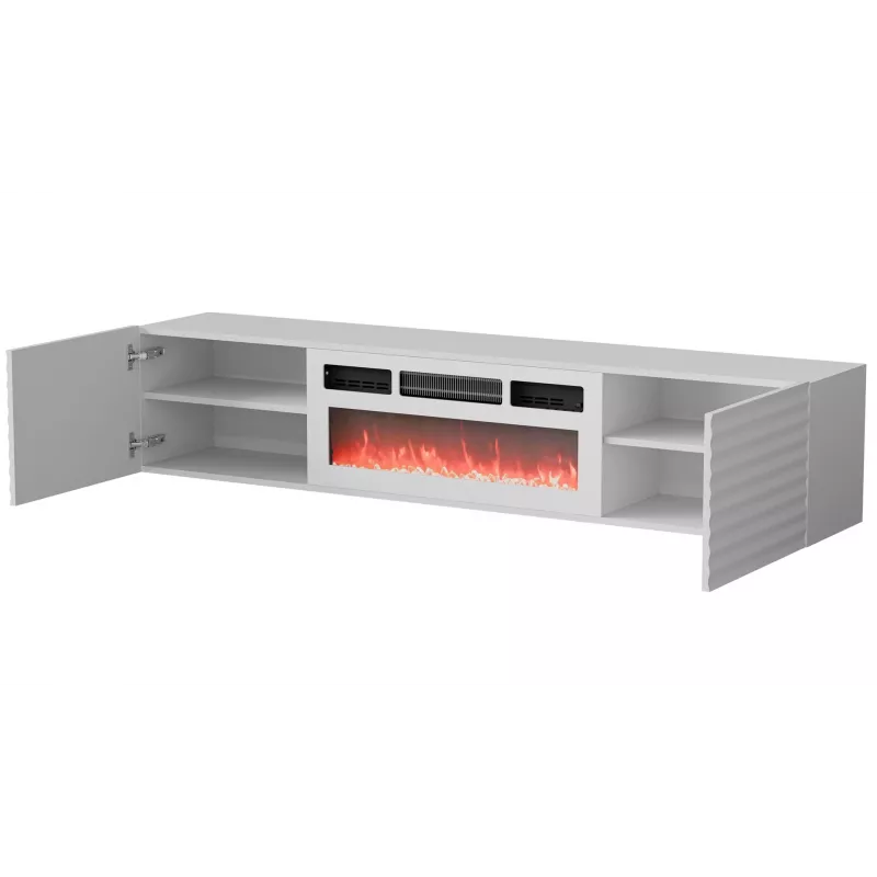 Cama TV skrinka TULA 183x35x37 biela matná + biela rímsa