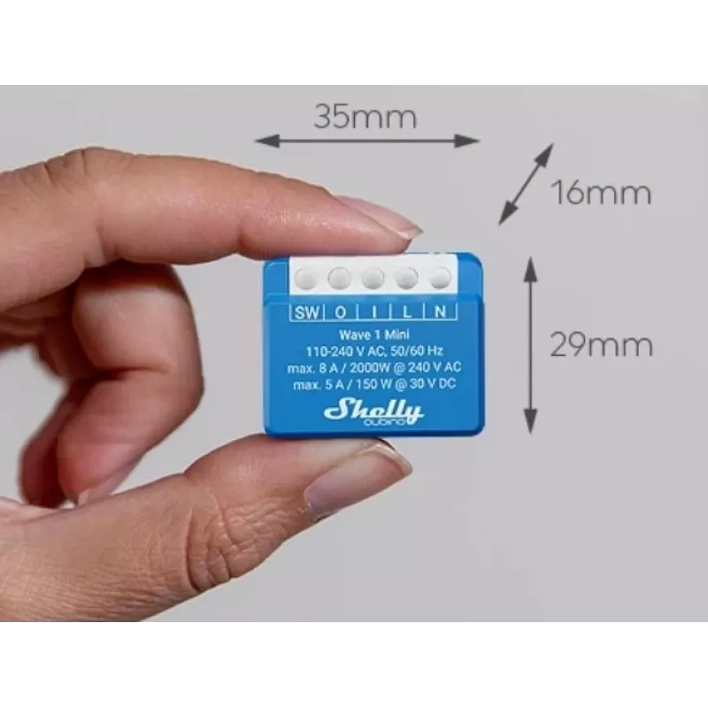 Shelly Qubino Wave 1 Mini LR smart spínač Z-Wave modrý