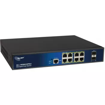Managed 10-portový PoE switch ALLNET ALL-SG8610PMJ s 8 PoE+ portami a 2 uplink portami