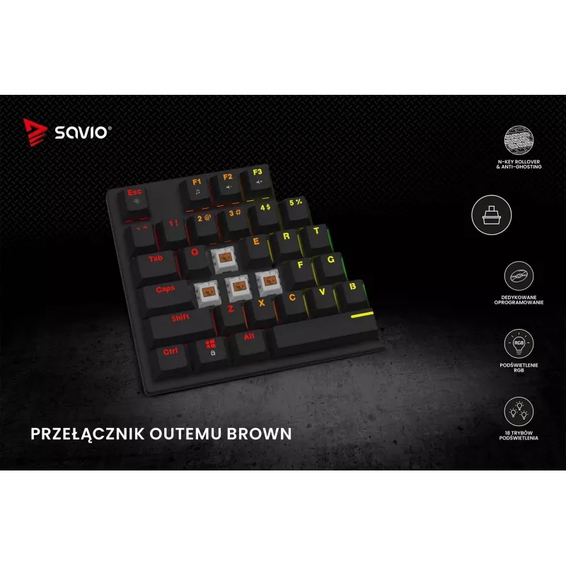Savio mechanická klávesnica RGB Tempest X2 Outemu Brown