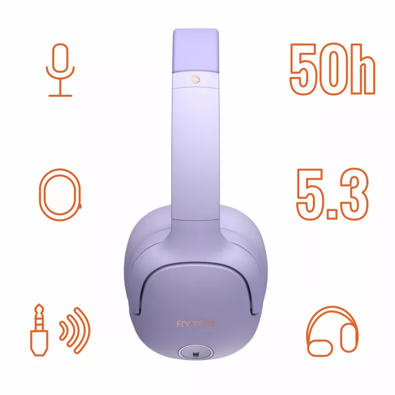 Slúchadlá MANTA HDP1001PU Rytmo Elegance fialové over-ear káblové, model HDP1001PU