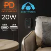 Rozbočovač napájania MACLEAN MCE249 F/B – 2 AC zásuvky (16A + 6A) s 2×USB-A a 2×USB-C PD 20W, EU konektor, čierny