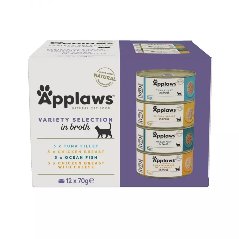 APPLAWS sortimentný multipack v bujóne - mokré krmivo pre mačky - 12x70 g