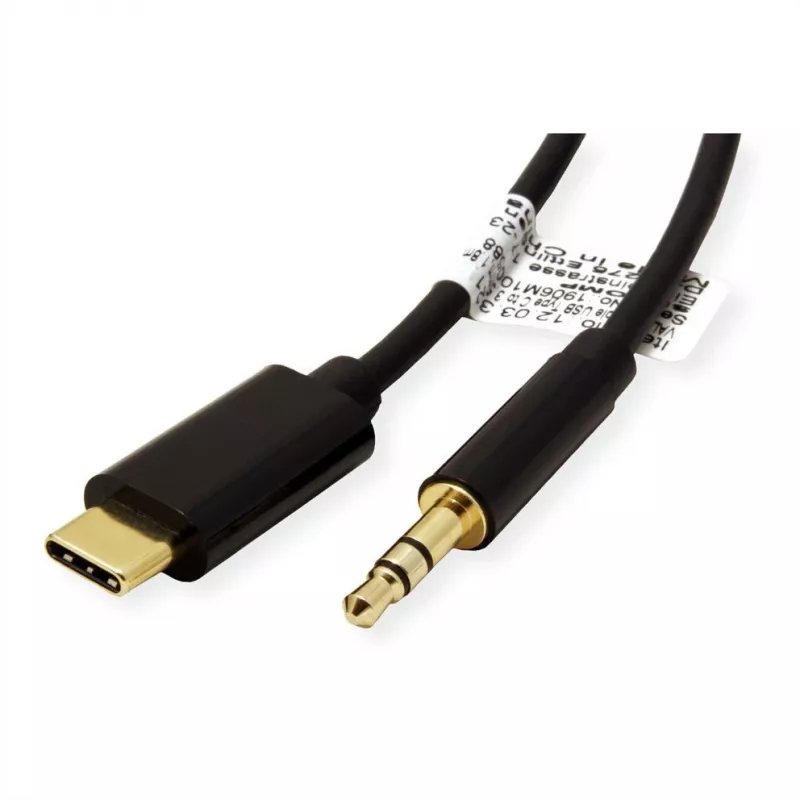ROLINE adaptér USB-C na jack konektor - USB-C samec obojstranný na stereo mini jack konektor samec