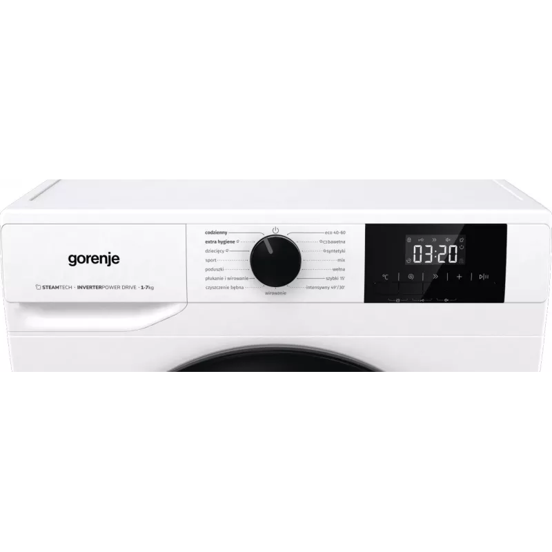 Voľne stojaca práčka Gorenje W3NGPI72SBS, 7 kg, 1200 ot/min, invertorový motor, para, 15 programov, biela