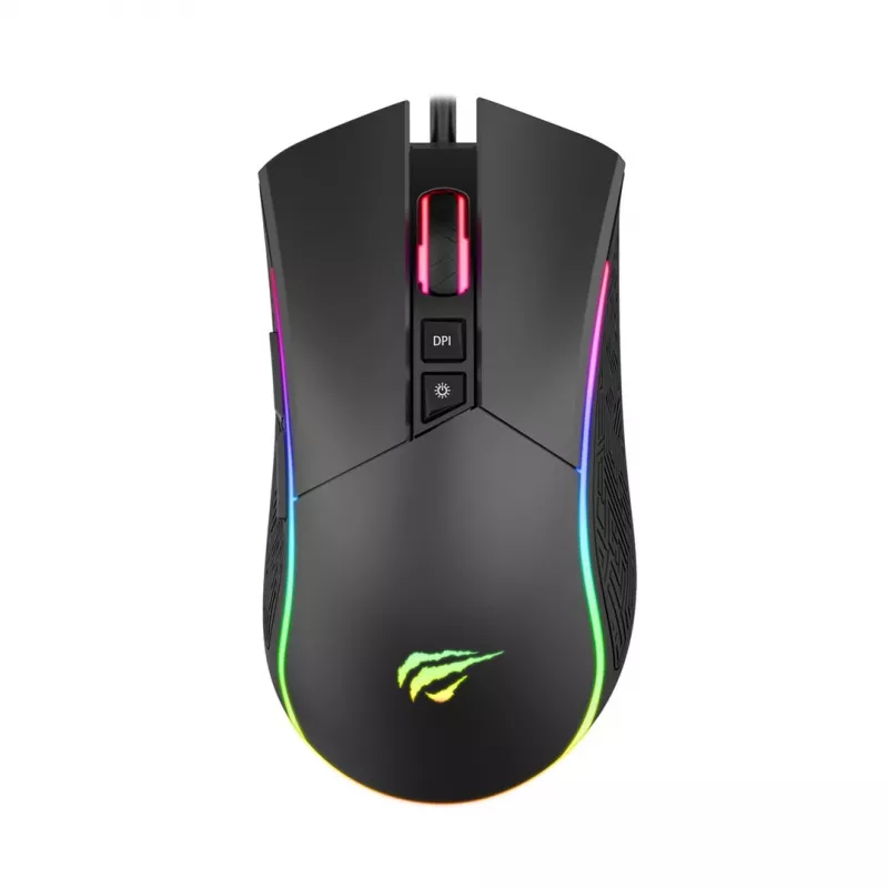 Havit MS1001S - optická herná myš pre pravákov, USB Type A, čierno-sivá