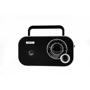 Prenosné rádio Camry CR 1140b — AM/MF, sivá, sieťové alebo batériové napájanie, kompaktné 280×65×113 mm