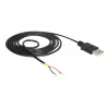 Delock kábel USB2.0 Type-A konektor samec > 2 x otvorené konce kábla - 1,5 m - čierny (85664)