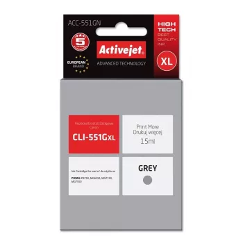 Atramentová kazeta ActiveJet ACC-551GN — kompatibilná Canon CLI-551GXL, sivá, High (XL) 15 ml