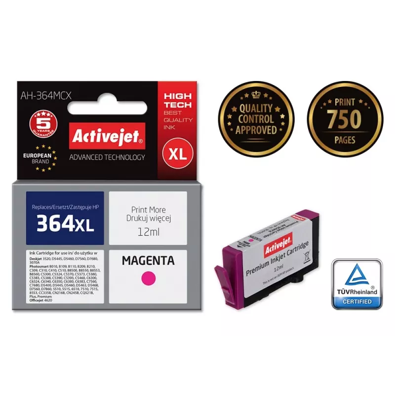 Activejet AH-364MCX atrament (náhrada za HP 364XL CB324EE; Premium; 12 ml; purpurová)