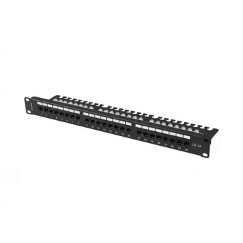 PATCH PANEL 24 PORT 1U 19 CAT.6A UTP S KÁBLOVÝM ORGANIZÉROM ČIERNY LANBERG