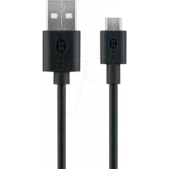 Goobay Micro-USB nabíjací a synchronizačný kábel, čierny, 2 m - pre zariadenia Android, čierny (38660)