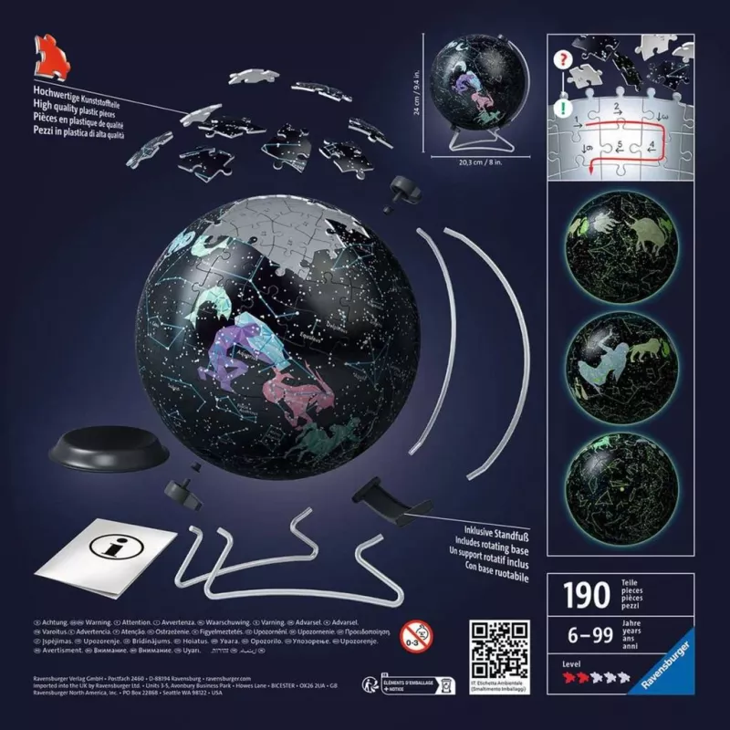 3D puzzle guľa Star Globe svietiaca v tme
