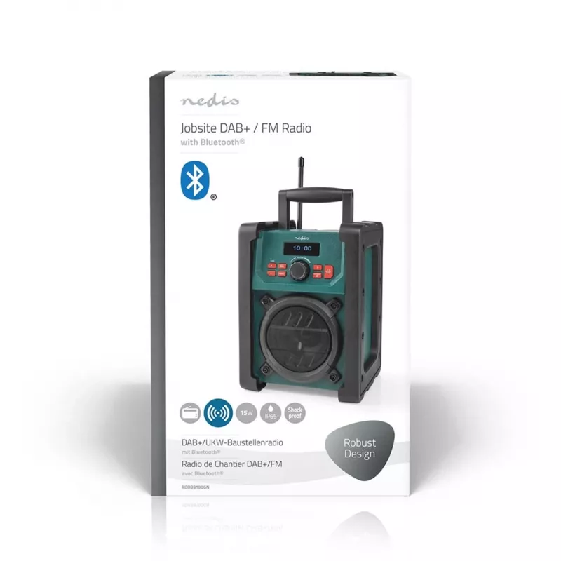 Rádio Nedis RDDB3100GN 15W Bluetooth IP65 čierna/zelená