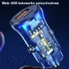 Autonabíjačka usams CC164CC01 30W s 1×USB-A a 1×USB-C pre rýchle nabíjanie