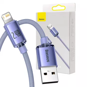 Kábel Baseus Crystal Shine USB na Lightning, 2,4A, 2m (fialová)
