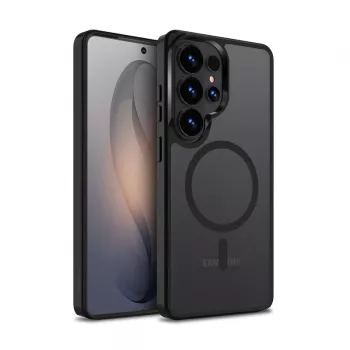 Crong Hybrid Matte Magnetic MagSafe puzdro pre Samsung Galaxy S26 Ultra — TPU+PC, čierna