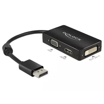 DeLOCK 0,16 m DisplayPort/VGA+HDMI+DVI VGA (D-Sub)+ HDMI + DVI čierna