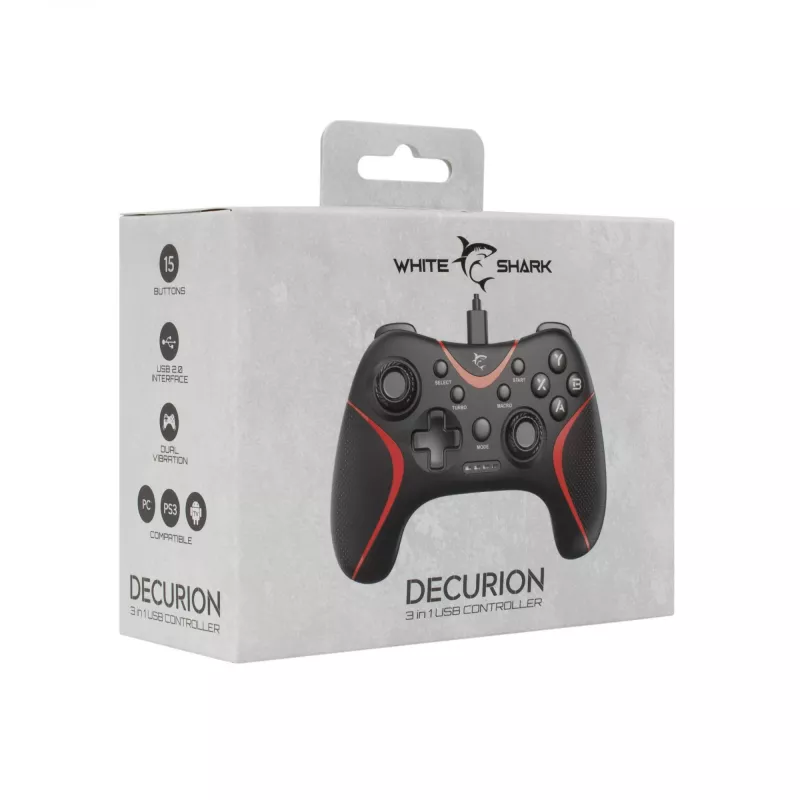 Káblový USB herný gamepad White Shark GP-2038 3in1 (DECURION) - biela