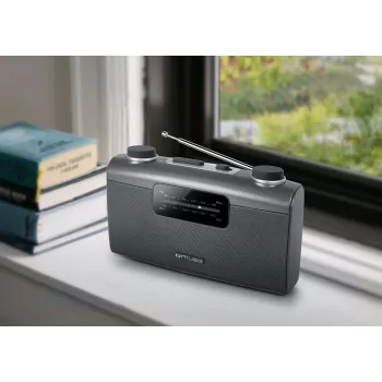 Prenosné rádio Muse M-058 R — AM/FM, otočný ovládač hlasitosti, batériová alebo sieťová prevádzka (230V, 50Hz), Čierna/Sivá