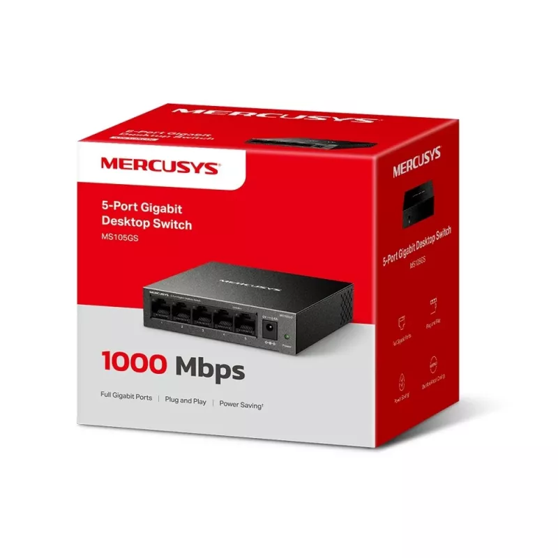 Mercusys MS105GS - desktopový switch, 5 Gigabit portov, čierny