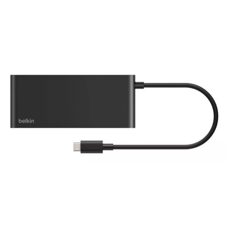 Belkin Connect, USB Type-C, HDMI, USB 2.0 Type-A, USB 3.2 Gen 1 (3.1 Gen 1) Type-C, MicroSD (TransFlash), SD, čierna, okrúhly kábel, 0,2 m