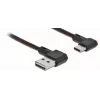 USB kábel DeLOCK EASY-USB 2.0 Type-A konektor samec na Type-C konektor samec zahnutý 0,2 m čierny