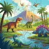 Drevené puzzle pre deti - svet dinosaurov (44 dielikov)