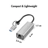 USB-A/-C na 2,5G Ethernet adaptér, sivý