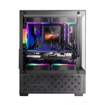 Mini-Tower PC skriňa TACENS Mars Gaming MC-SE2 — Mini-ITX / Micro-ATX, čierna, bočné okno, spodný napájací zdroj, podporuje 2x2,5
