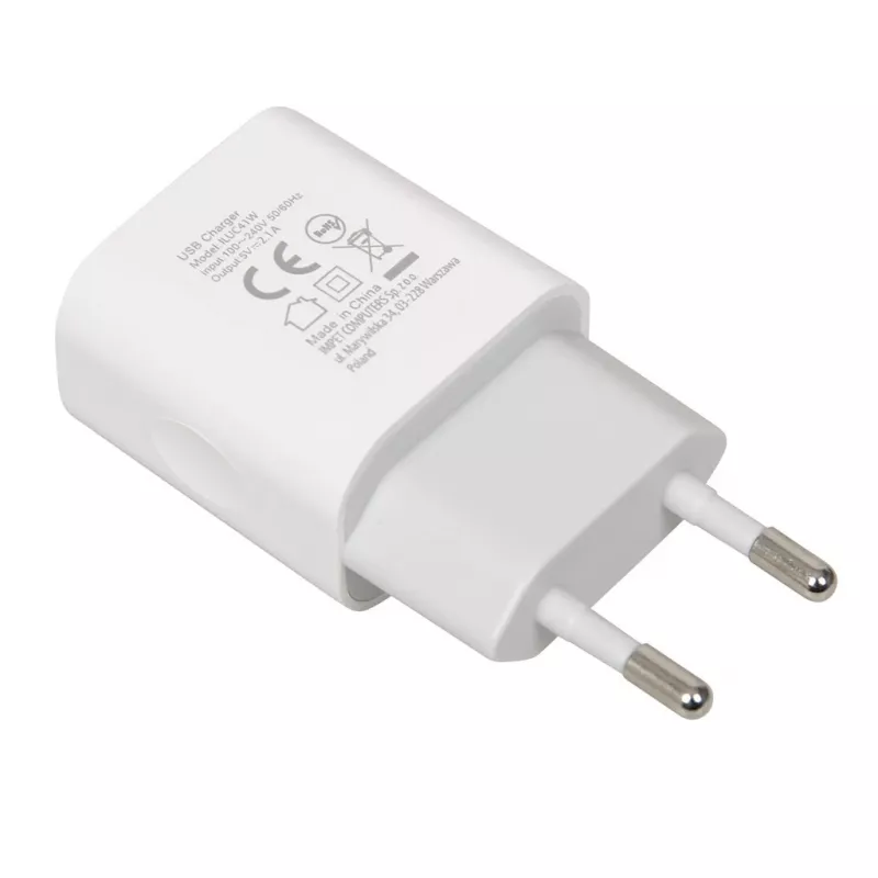 Power charger iBOX C-41 USB 2A, 1 USB port, microUSB kábel, biela