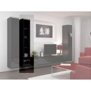 Cama vitrína VIGO '180' 180/40/30 čierna/čierna lesk