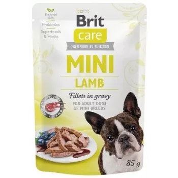 Mokrá paštéta Brit Mini Lamb 85 g — mokré krmivo s jahňacím ako jediným zdrojom bielkovín pre malé dospelé psy, bez obilnín, 85 g vrecko
