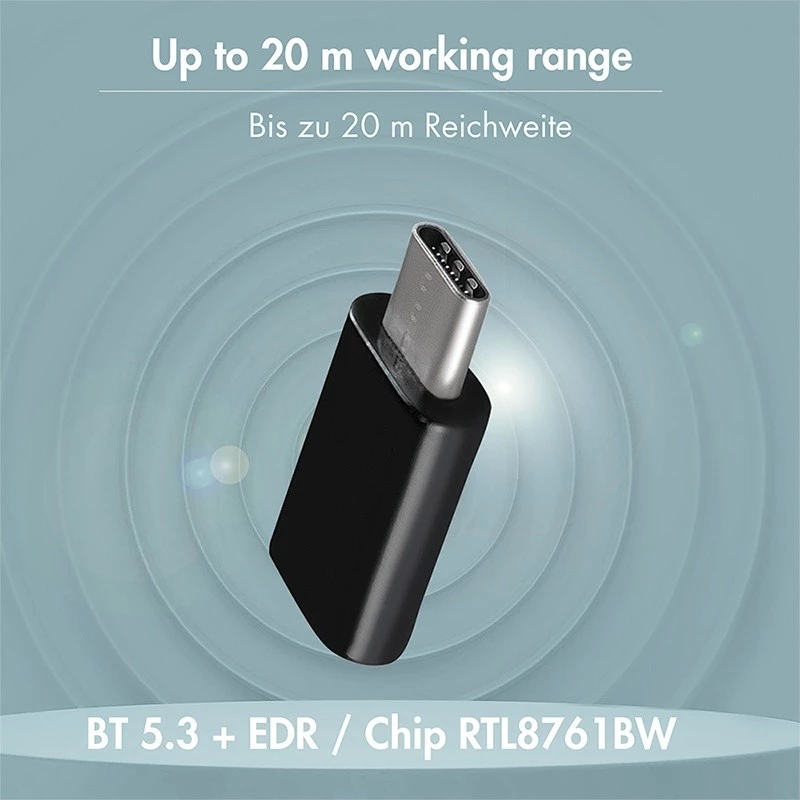 LogiLink BT0048A adaptér USB-C Bluetooth 5.3, dosah 20 m, čierny