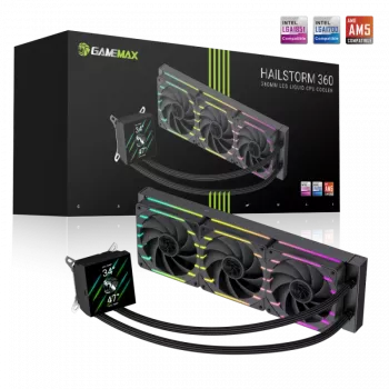 Gamemax | CPU kvapalinový chladič | HAILSTORM 360 LCD | čierny