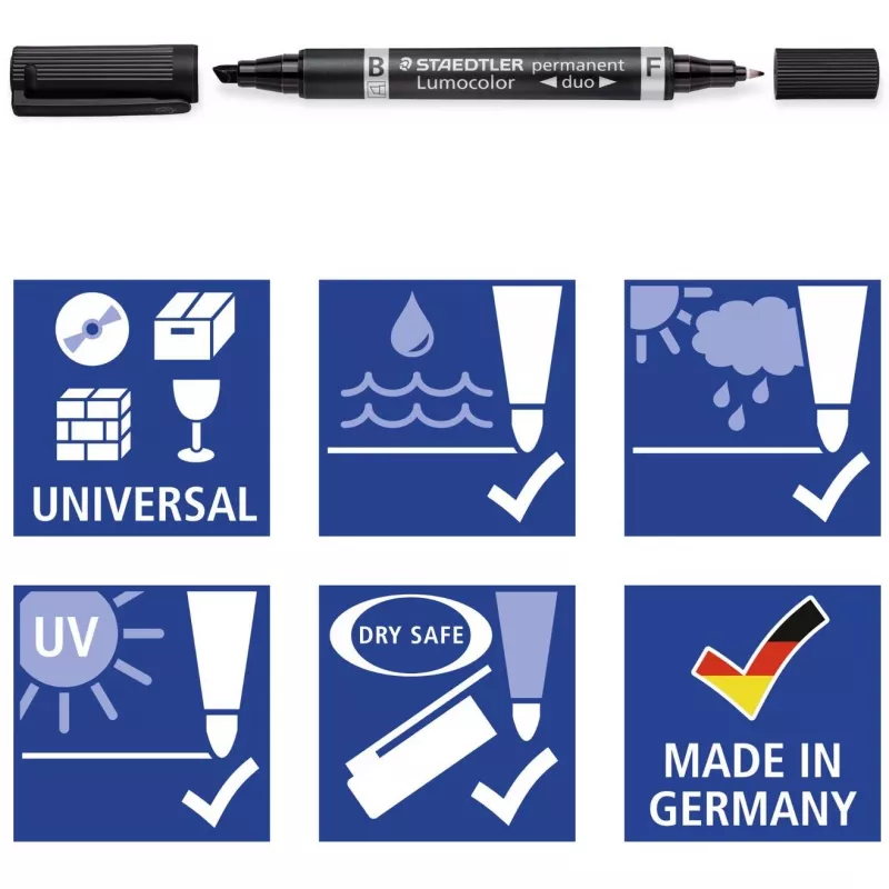 Permanentný marker Staedtler Lumocolor permanent duo 348 B čierna 1 kus