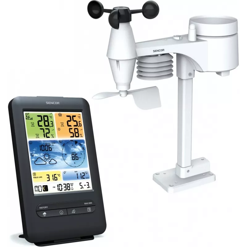 Sencor SWS 9898 profesionálna meteostanica Wi-Fi so senzorom 5-in-1, čierna