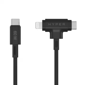 HYPER HyperJuice USB kábel USB 2.0 1,5 m USB-C USB-C/Lightning čierny