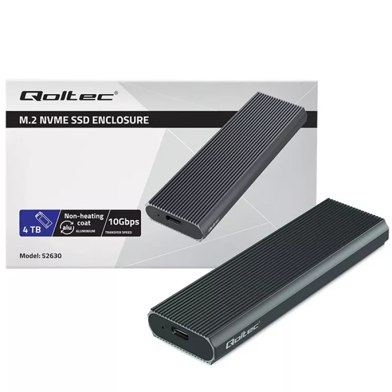 M.2 NVMe SSD puzdro QOLTEC 52630 – USB 3.1 Gen2 10Gb/s, pre M.2 NVMe disky