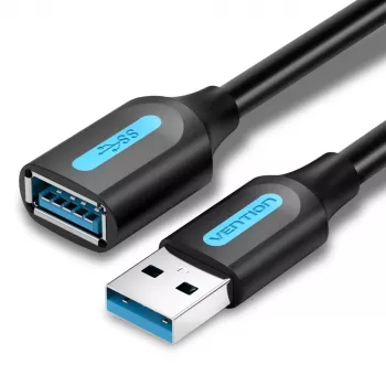 USB 3.0 predlžovací kábel Vention CBHBD 0,5 m — USB-A konektor samec na USB-A konektor samica, 5 Gbit/s, čierny