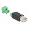 DeLOCK 66607 káblový adaptér RJ45 3-pólová svorkovnica čierny zelený