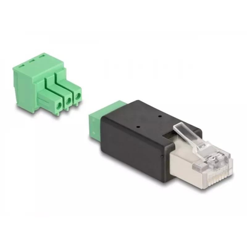 DeLOCK 66607 káblový adaptér RJ45 3-pólová svorkovnica čierny zelený