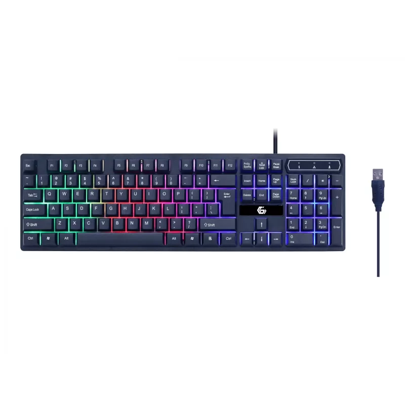 Herná klávesnica s myšou GEMBIRD GGS-UMGL4-02 — Full-Size USB QWERTY US-anglická, čierna, LED podsvietenie