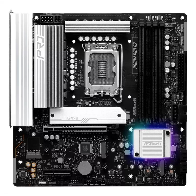 Základná doska ASROCK B860M Pro RS — Intel B860, LGA 1851, micro ATX, DDR5, 4× DIMM, 2.5Gb LAN, 1×PCIe5 x16