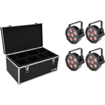 LED reflektorová sada EUROLITE SLS-6 TCL 4x s kufrom TDV-1, 4-dielna súprava, RGBW wash svetlá