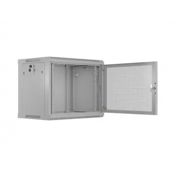 19 9U 600X 450 sivý nástenný rack skriňa perforovaná